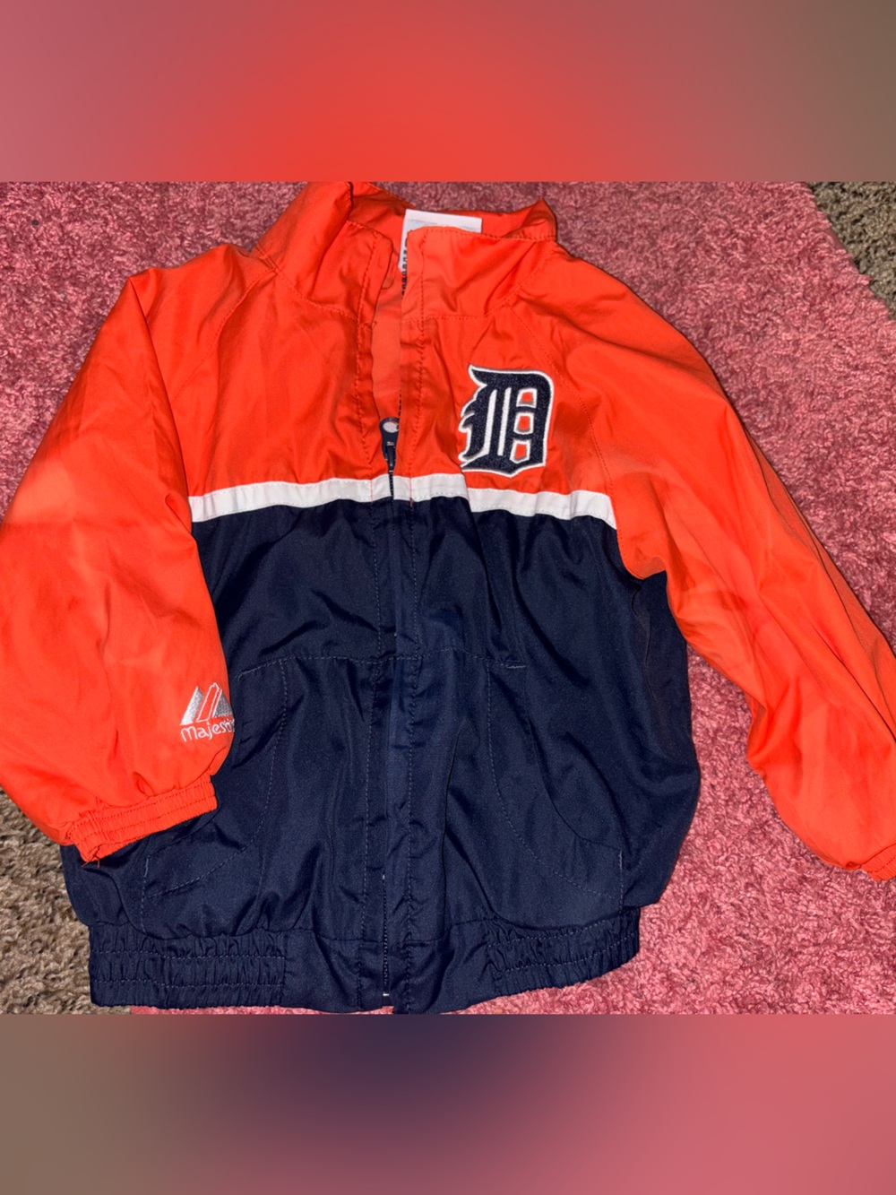 Majestic Kids Orange & Navy Detroit Tigers Windbreaker Jacket